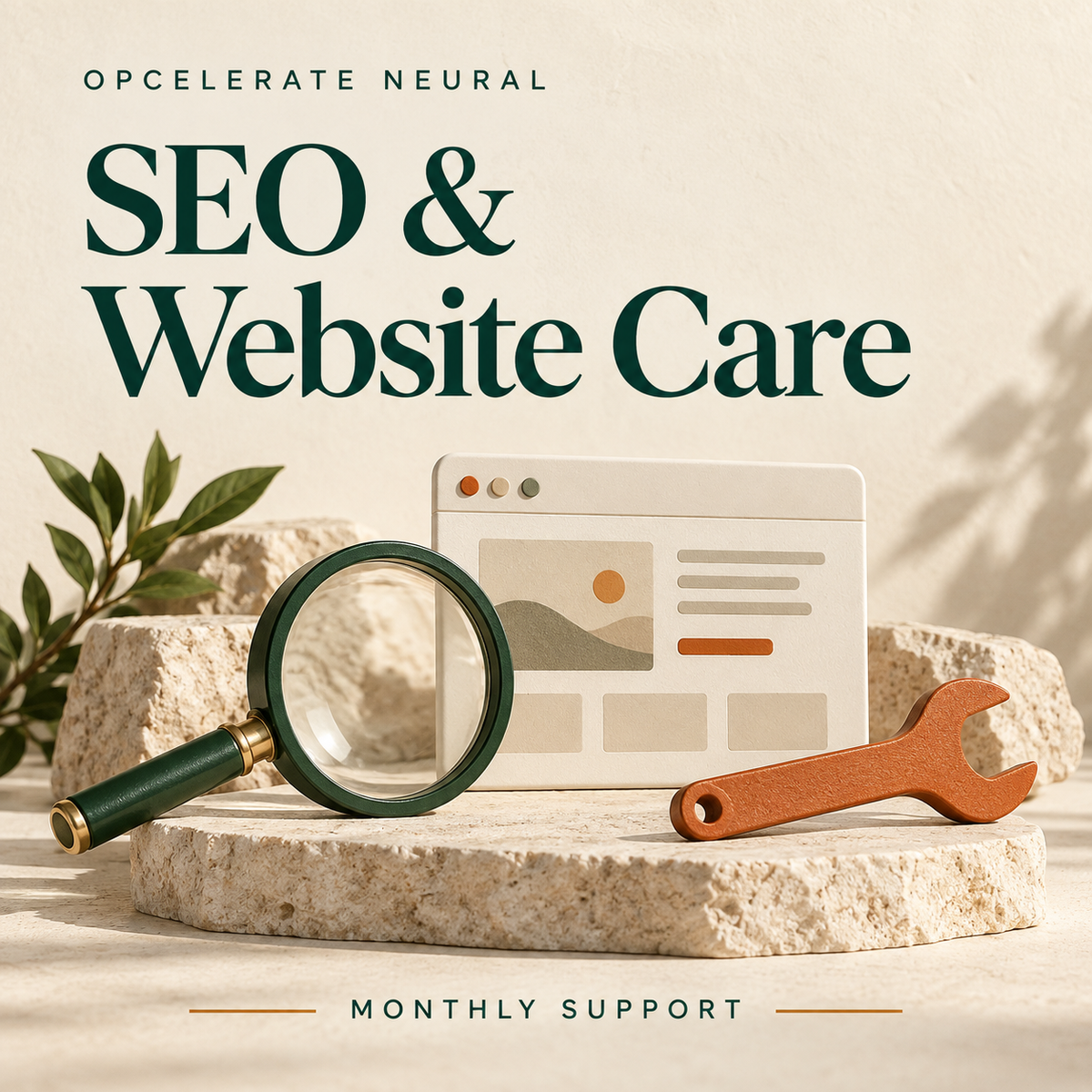 Opcelerate Neural SEO and Website Care product cover: monthly support